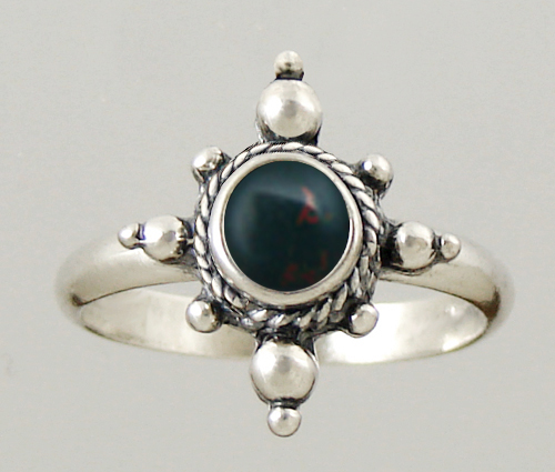 Sterling Silver Gemstone Ring With Bloodstone Size 9